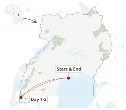 3 days uganda Safari map